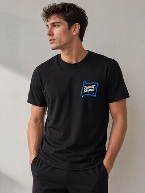 NWT adidas Black T-Shirt with Blue Portland Originals Graphic M